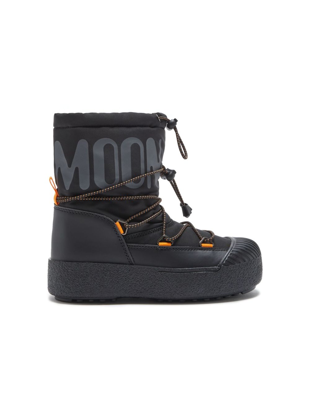 Moon Boot Kids logo印花系带雪靴 - 黑色
