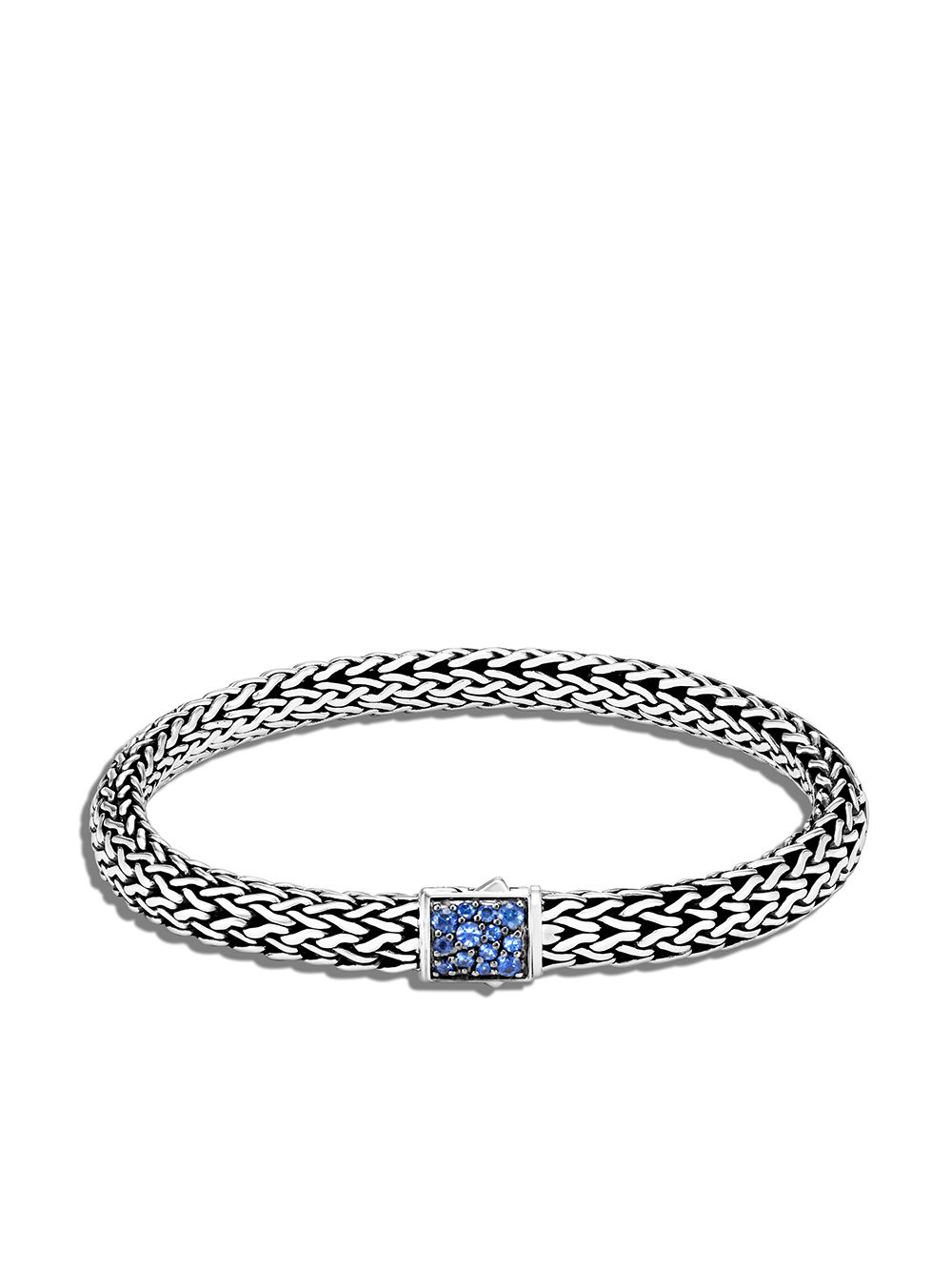 John Hardy Classic Chain 6.5毫米双面密镶蓝宝石手链 - 银色