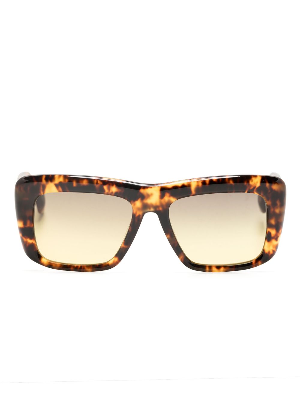 Vivienne Westwood Laurent 玳瑁纹长方形框太阳眼镜 - 黄色