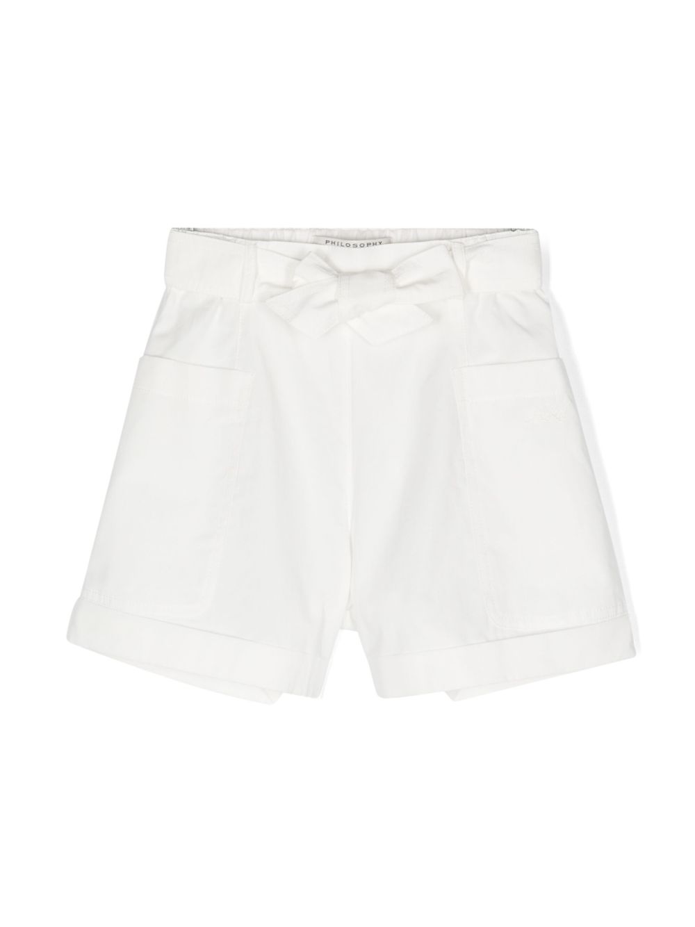 Philosophy Di Lorenzo Serafini Kids logo刺绣府绸短裤 - 白色