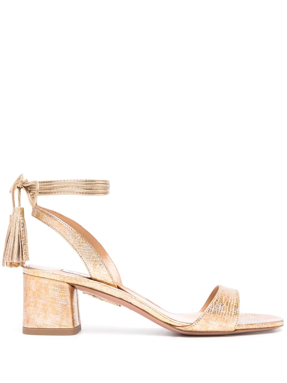Aquazzura Alu 中跟金属感效果凉鞋 - 金色