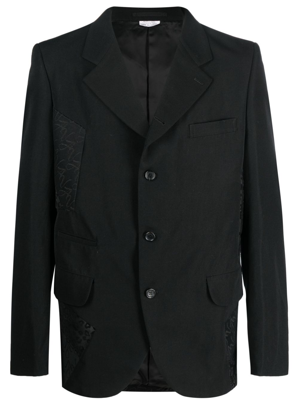 Comme des Garçons Homme Plus 拼接单排扣西装夹克 - 黑色