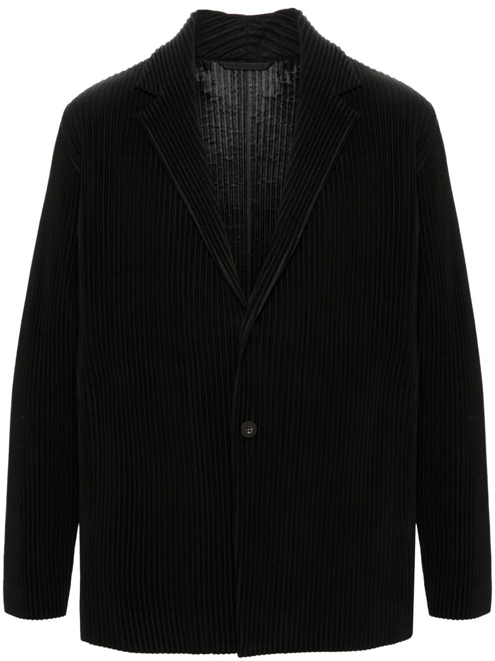 Homme Plissé Issey Miyake Basics 细褶西装夹克 - 黑色