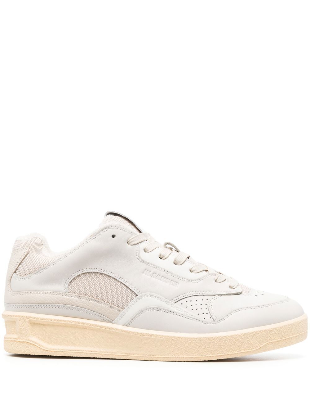 Jil Sander logo凹面压花系带运动鞋 - 白色