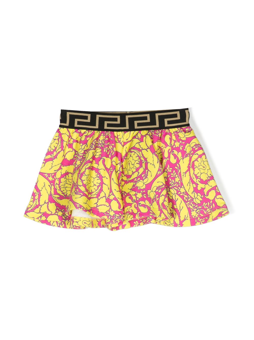 Versace Kids Barocco 印花logo裤腰短裤 - 粉色