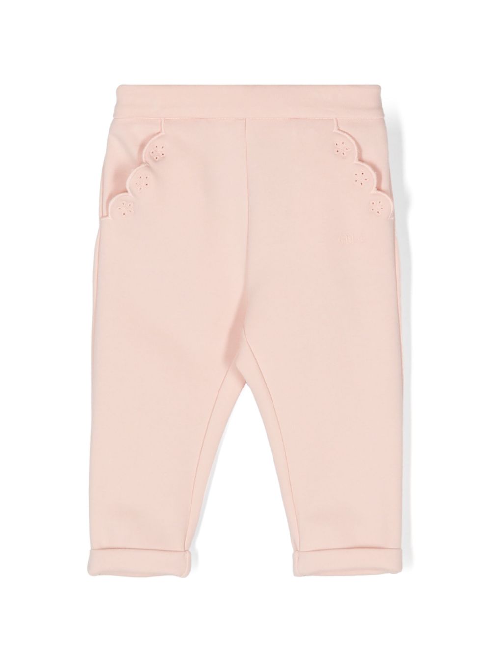 Chloé Kids 刺绣细节长裤 - 粉色