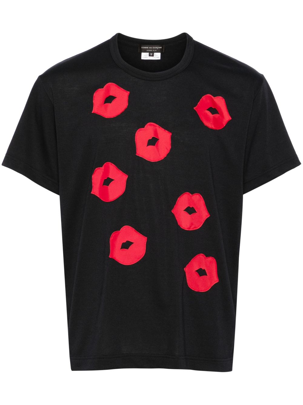 Comme des Garçons Homme Plus 嘴唇贴花平纹针织T恤 - 黑色