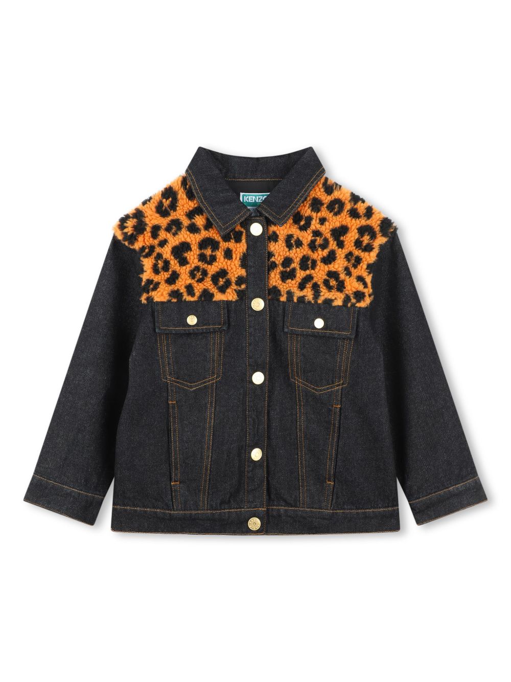 Kenzo Kids 豹纹牛仔夹克 - 蓝色
