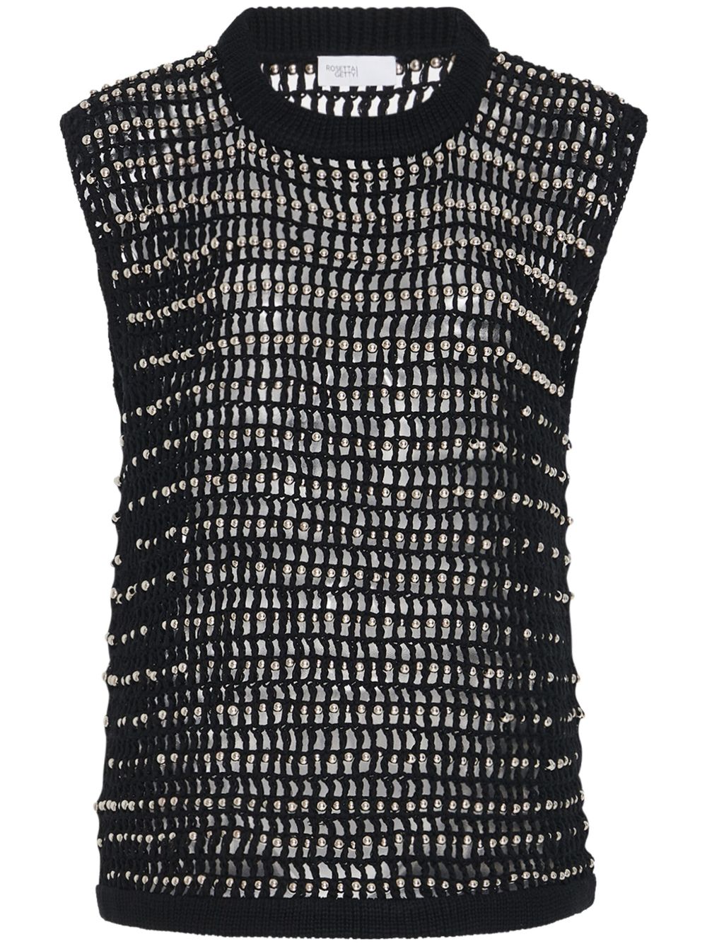 Rosetta Getty 珠饰钩编针织马甲 - BLACK / SILVER