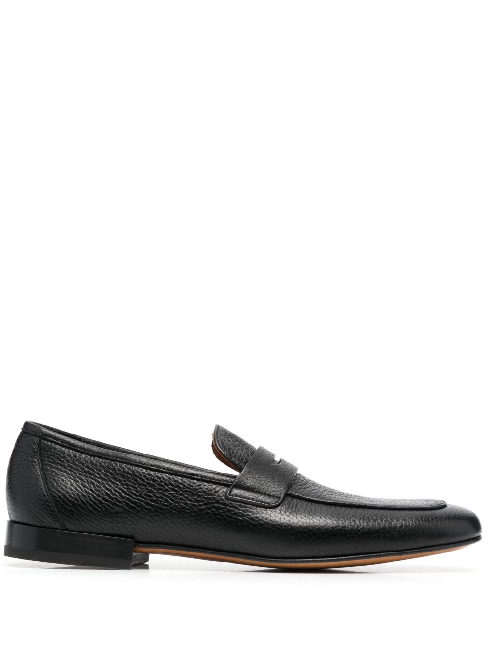 Corneliani 粒面纹理皮质乐福鞋 - 黑色