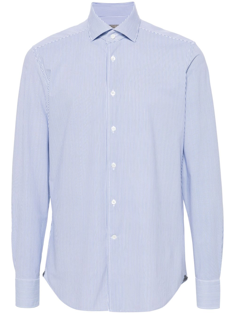 Corneliani 条纹府绸衬衫 - 蓝色
