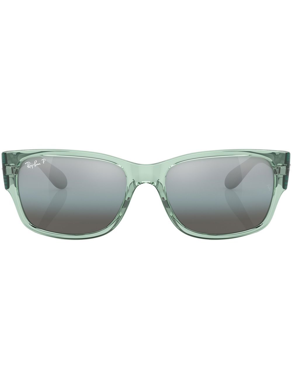 Ray-Ban 长方形框镜面镜片太阳眼镜 - 绿色
