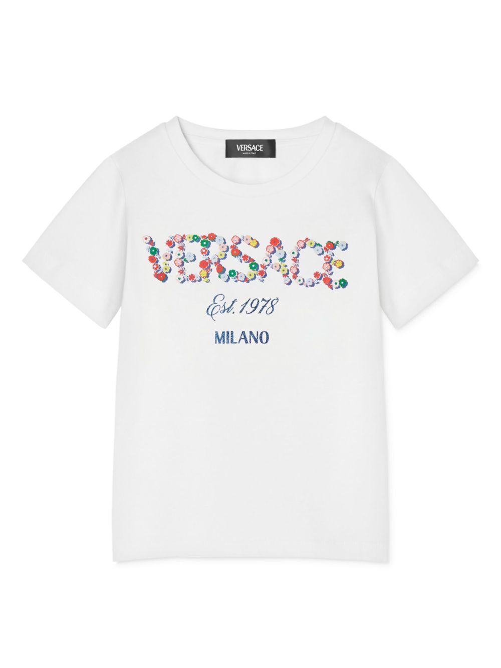 Versace Kids logo印花棉T恤 - 白色