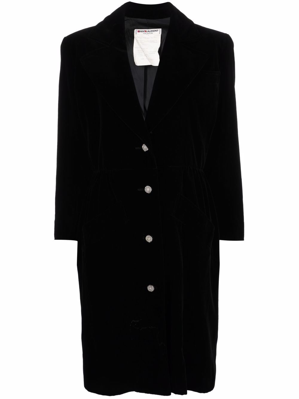Saint Laurent Pre-Owned 水钻缀饰丝绒中长连衣裙（1980年代典藏款） - 黑色