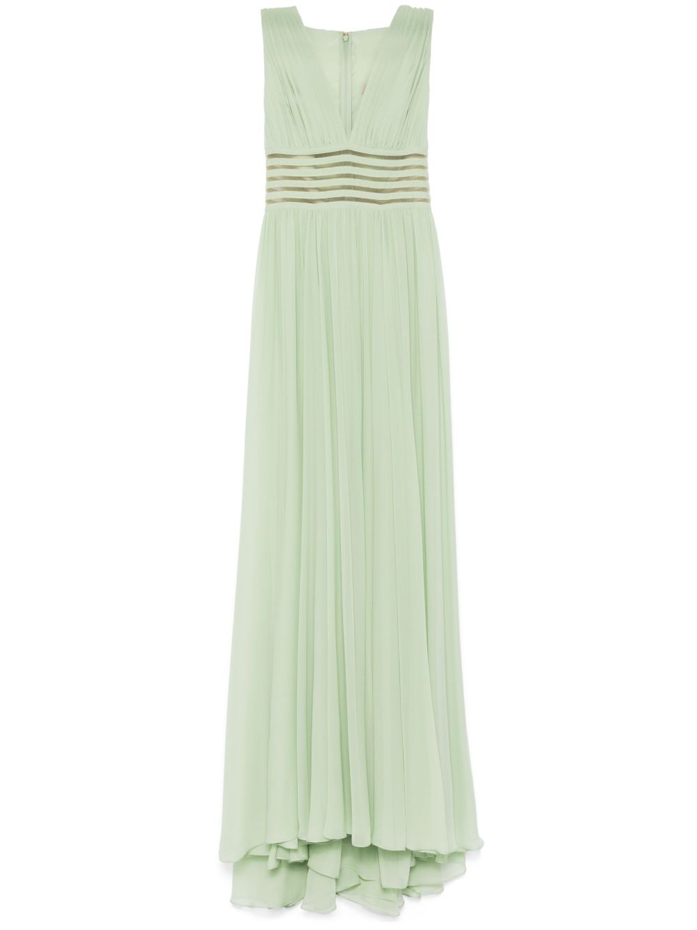 Elie Saab 垂坠真丝连衣裙 - 绿色