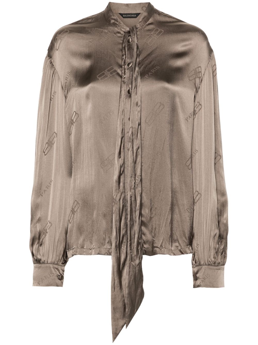 Balenciaga BB logo印花真丝衬衫 - 中性色