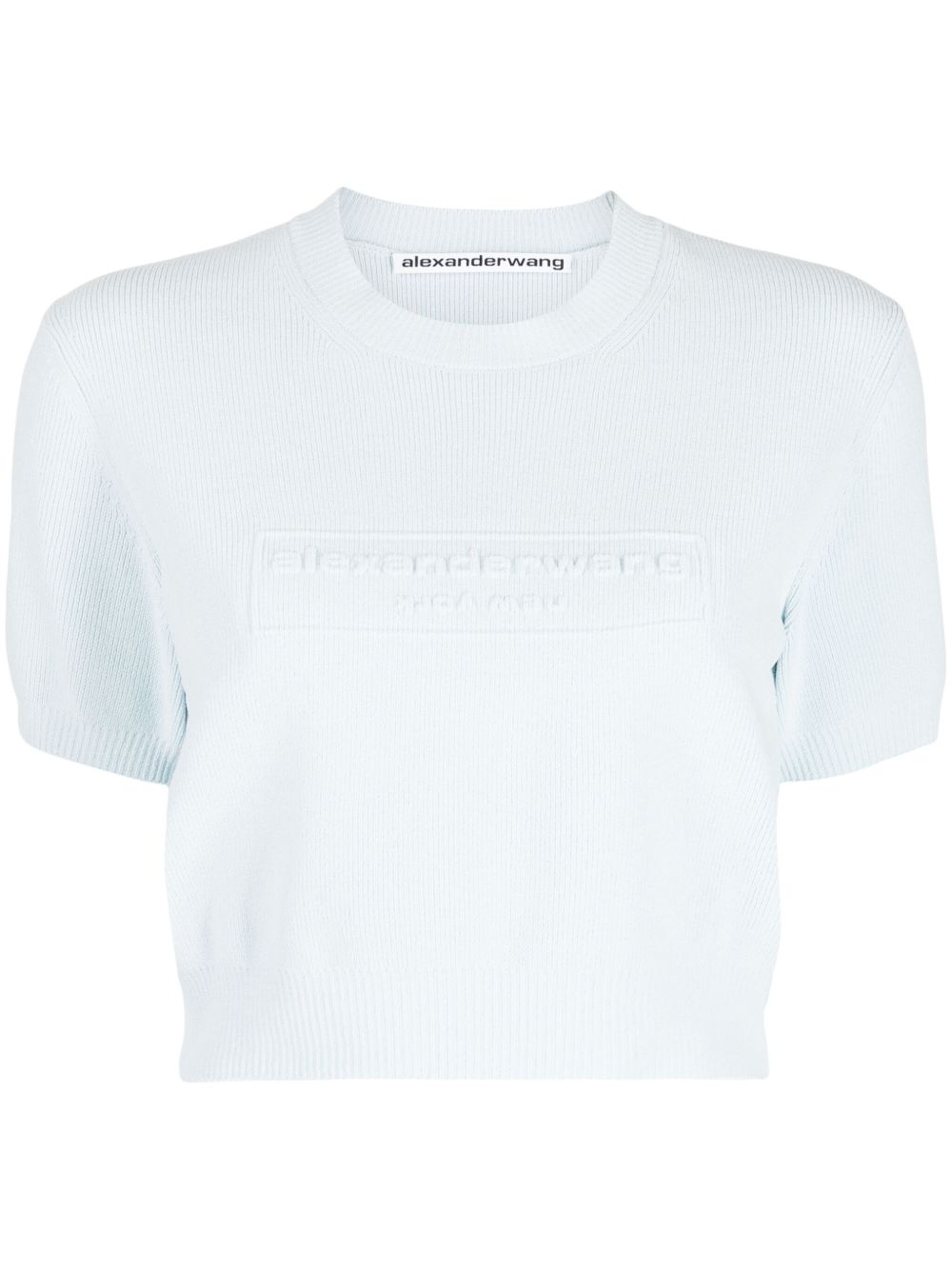 Alexander Wang logo压纹短款针织上衣 - 蓝色