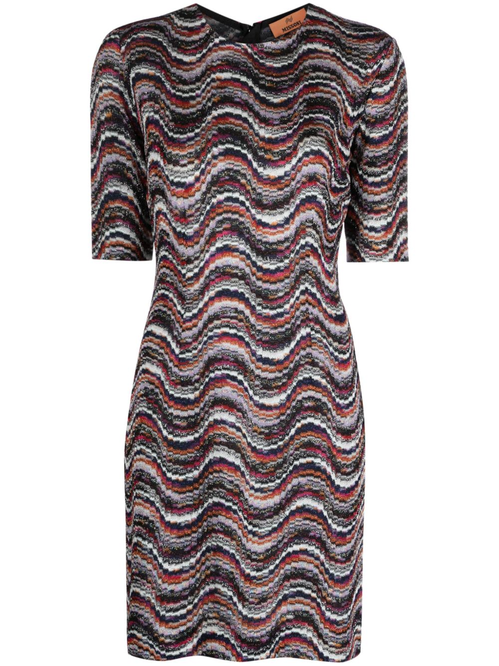 Missoni Z字形图案短袖迷你连衣裙 - 粉色