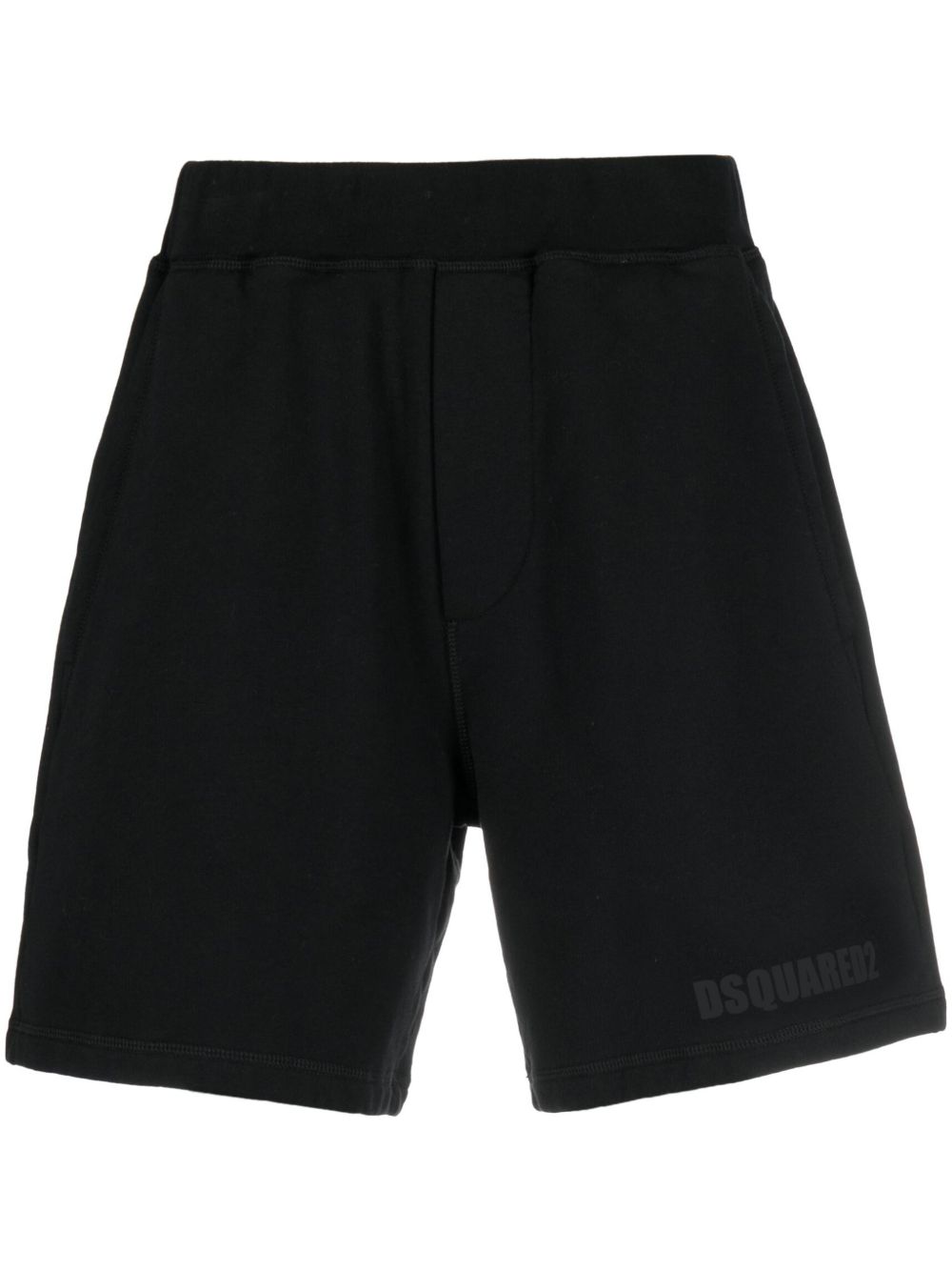 DSQUARED2 logo印花棉短裤 - 黑色