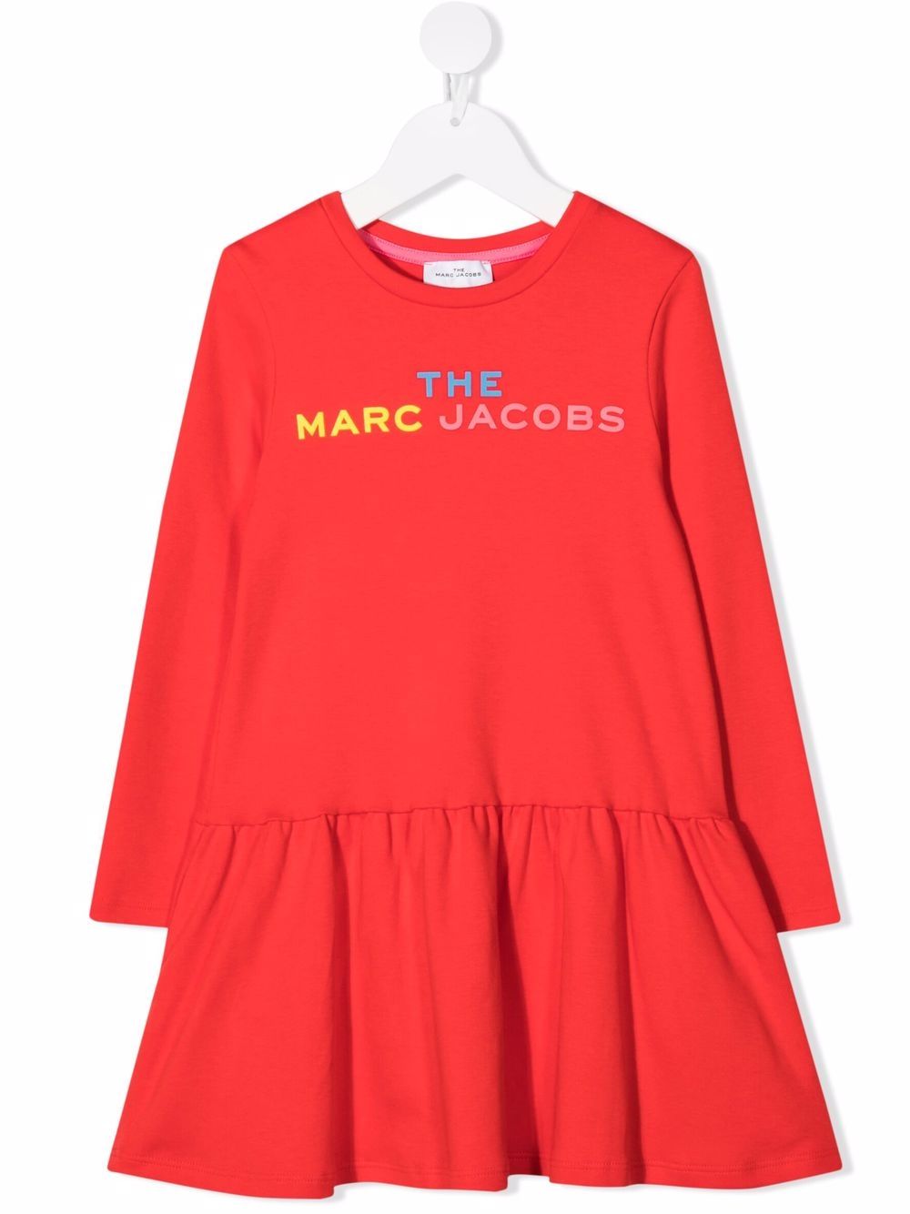 Marc Jacobs Kids logo印花伞形连衣裙 - 红色