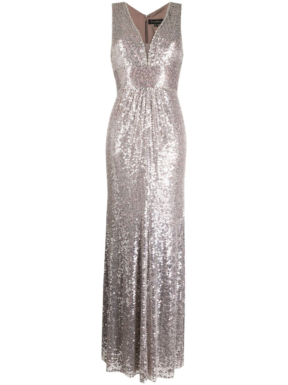 Jenny Packham Cygnet 亮片超长连衣裙 - 中性色
