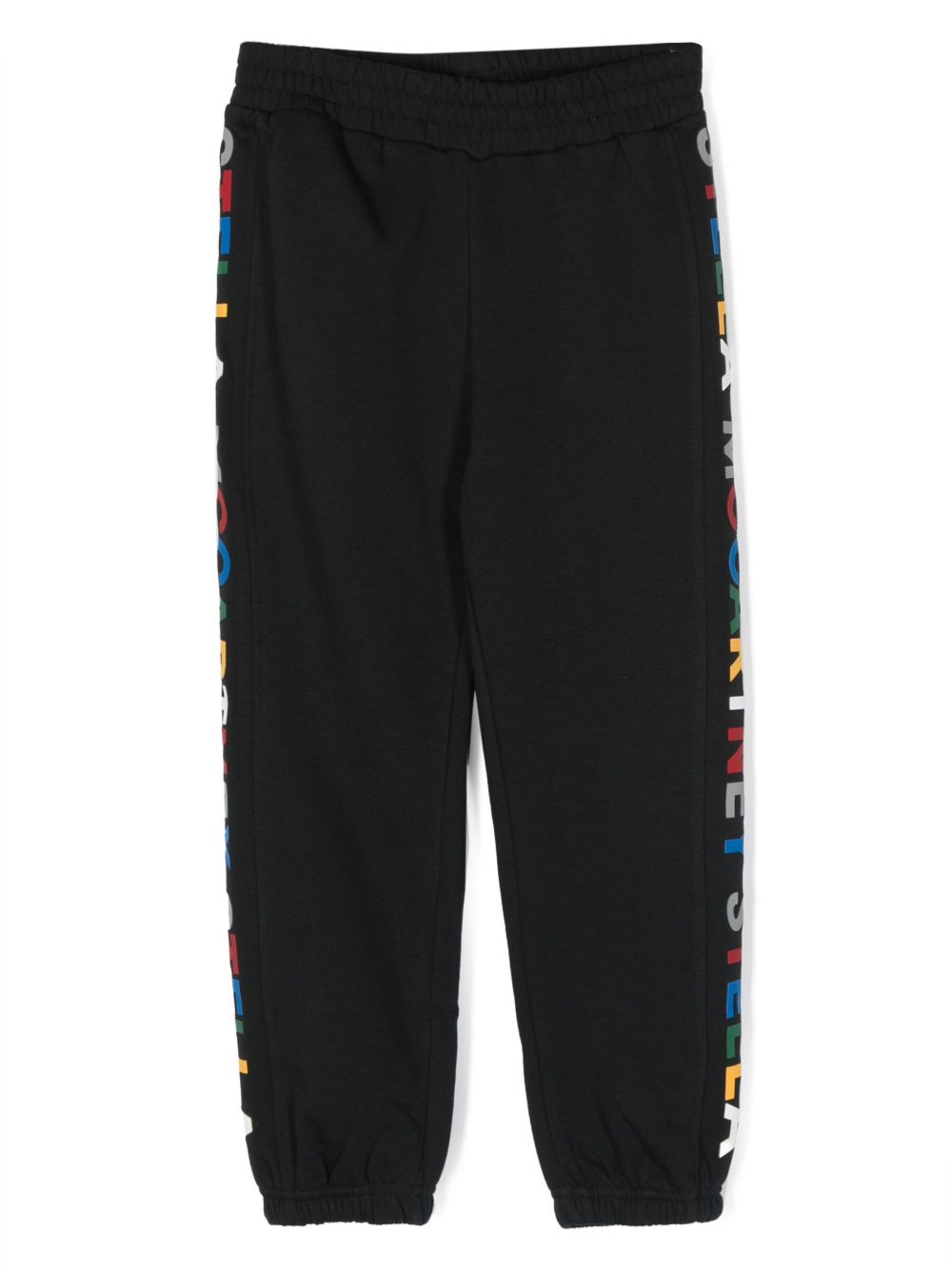 Stella McCartney Kids logo织带棉混纺运动裤 - 黑色