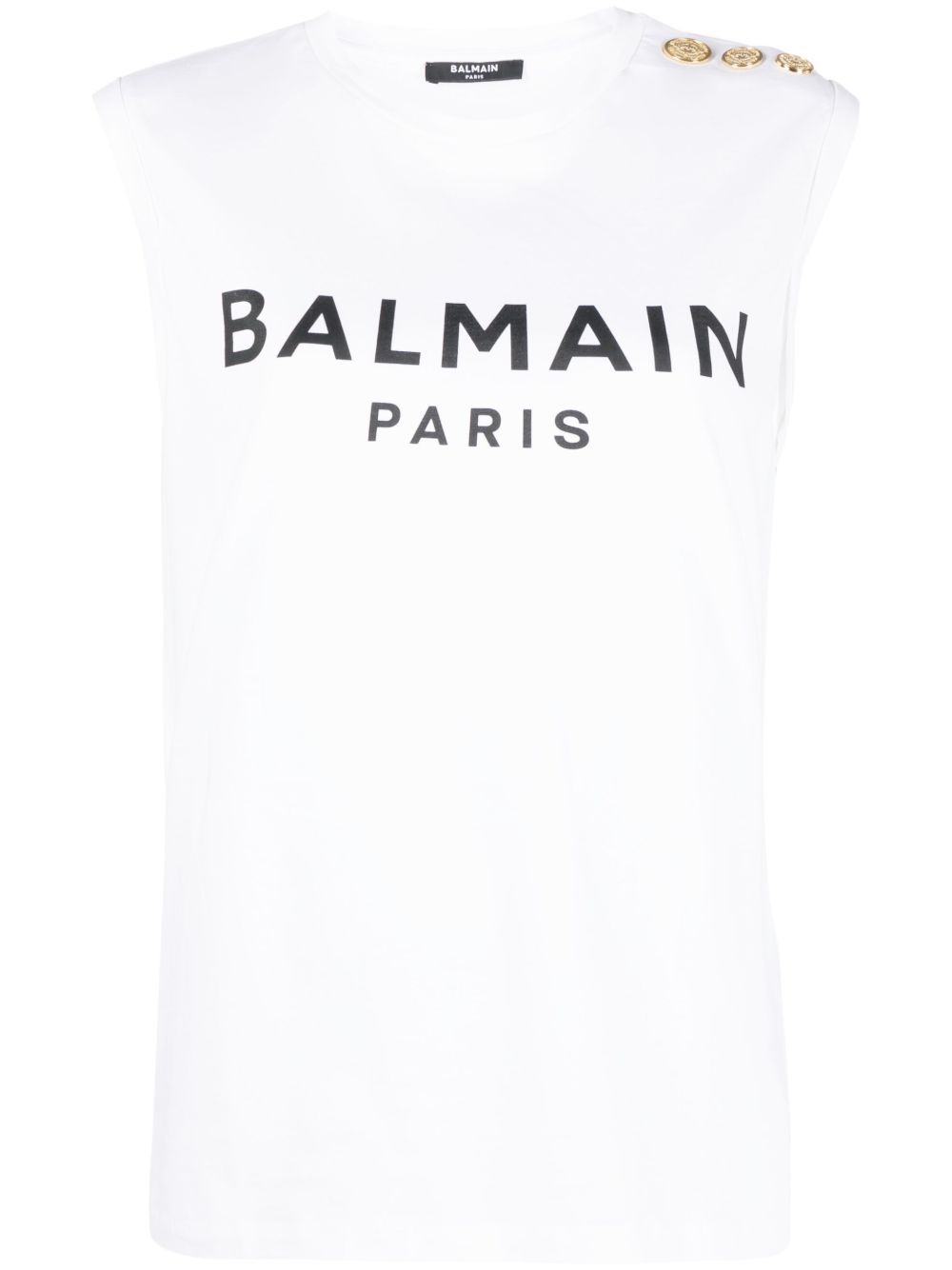 Balmain logo印花细节坦克背心 - 白色
