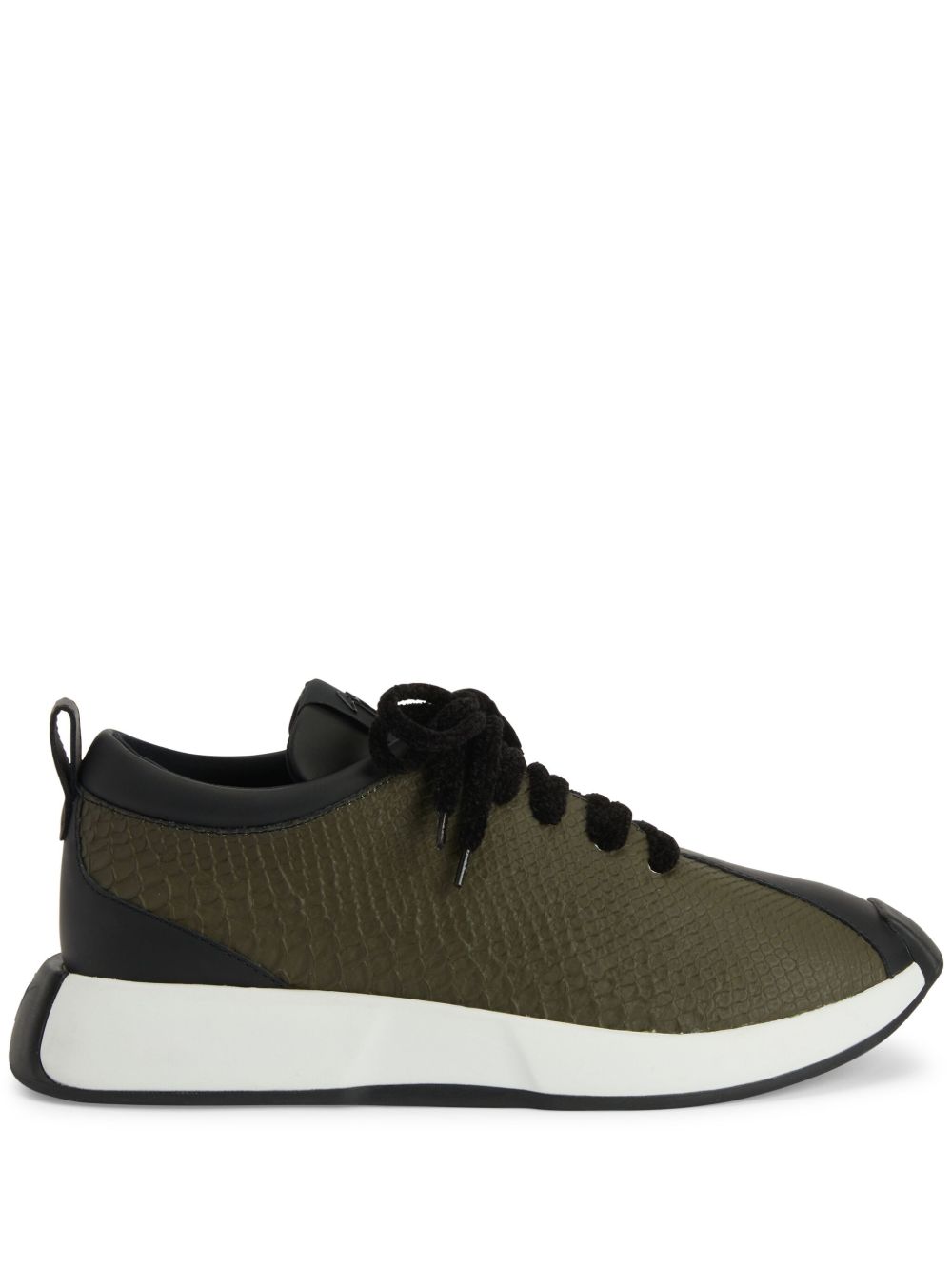 Giuseppe Zanotti Ferox 拼接皮质运动鞋 - 绿色