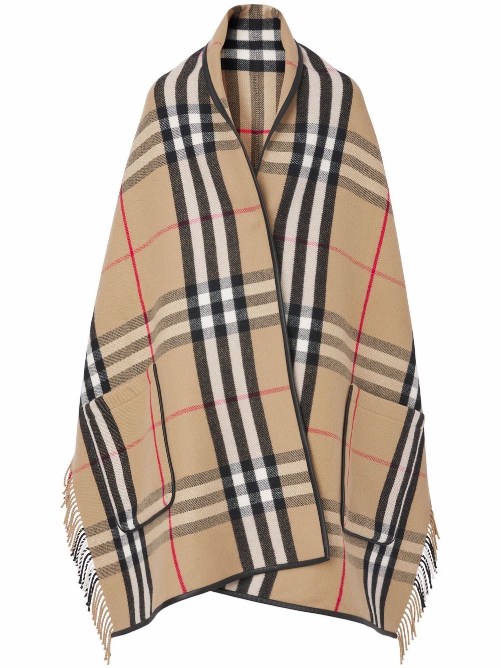 Burberry 博柏利 格纹流苏斗篷 - 中性色