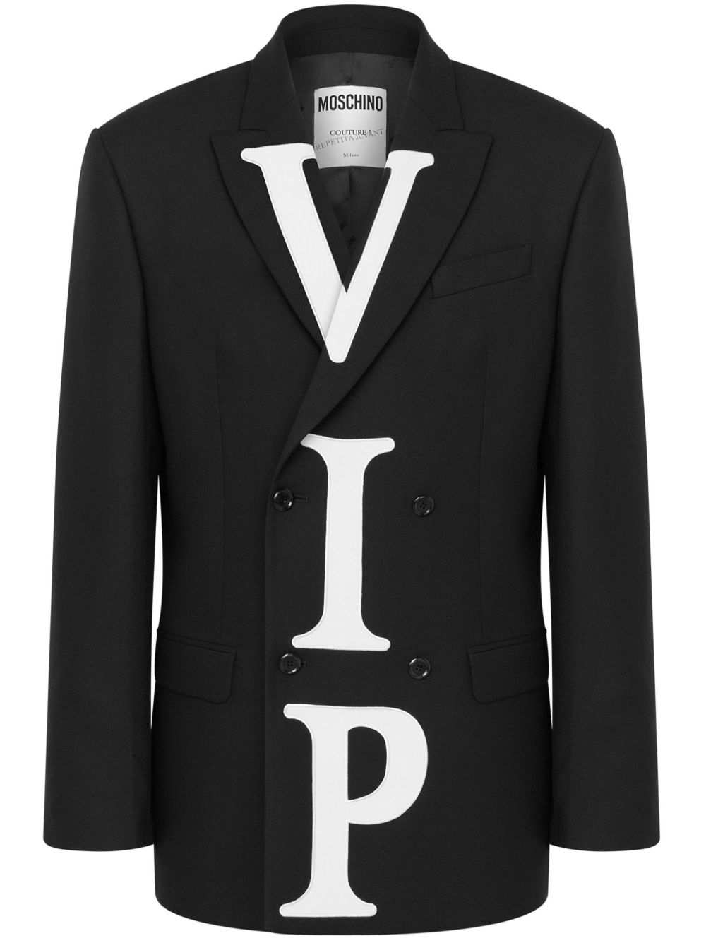 Moschino VIP 双排扣初剪羊毛夹克 - 黑色