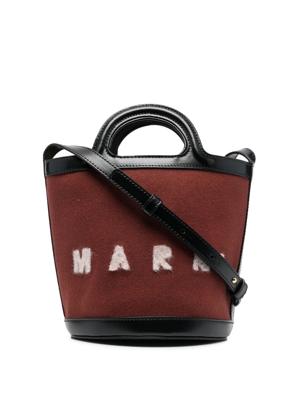 Marni Tasche logo印花水桶包 - 褐色