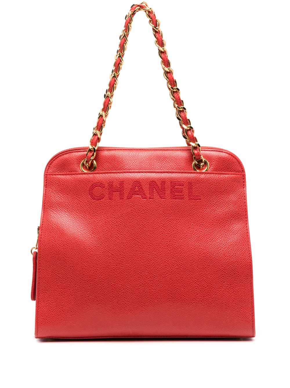 CHANEL Pre-Owned logo压纹单肩包（1997-1999年典藏款） - 红色