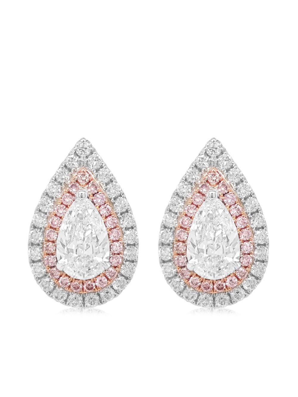 HYT Jewelry 18K白金钻石耳环 - 银色