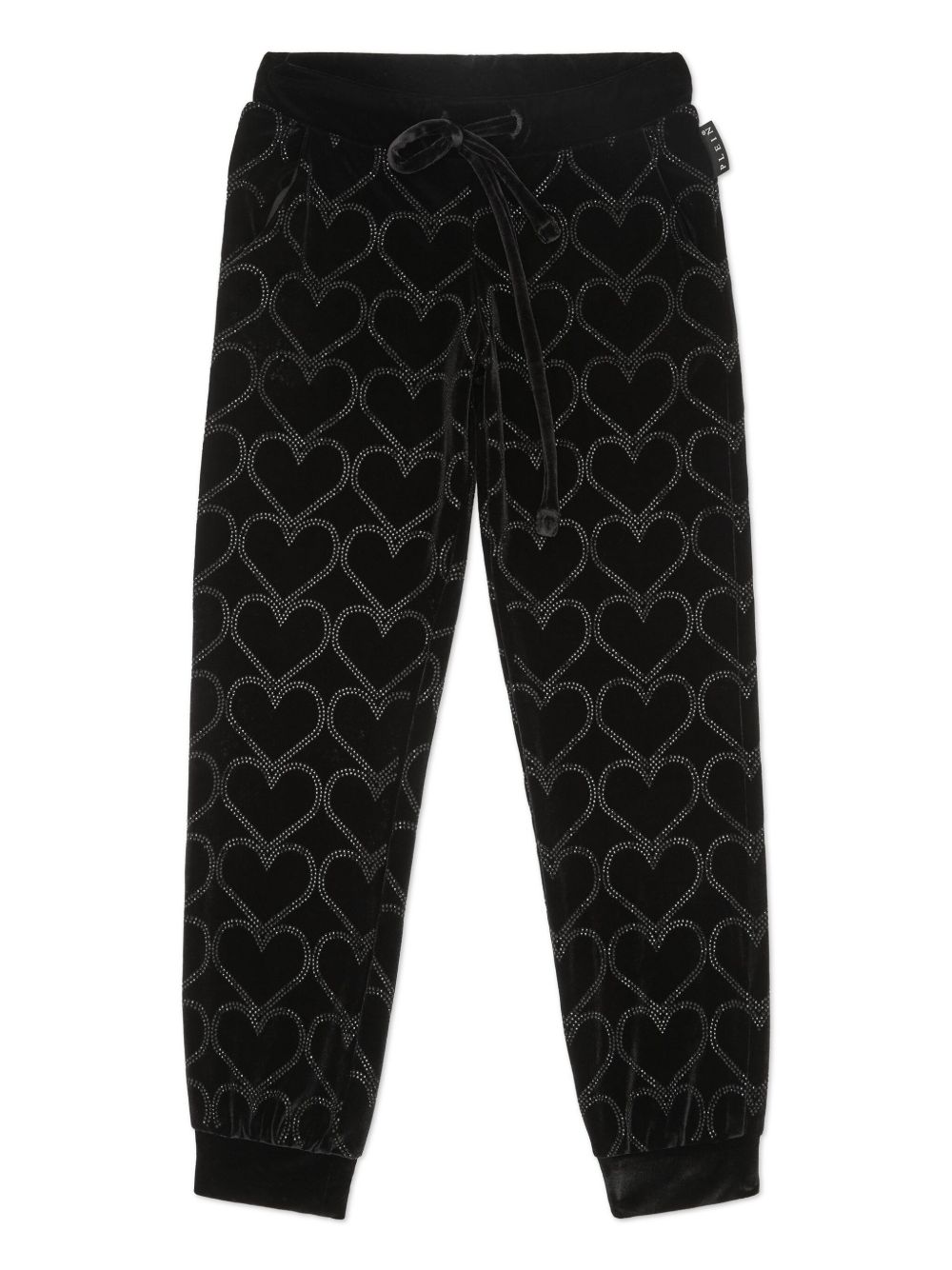 Philipp Plein Junior 心形铆钉运动裤 - 黑色