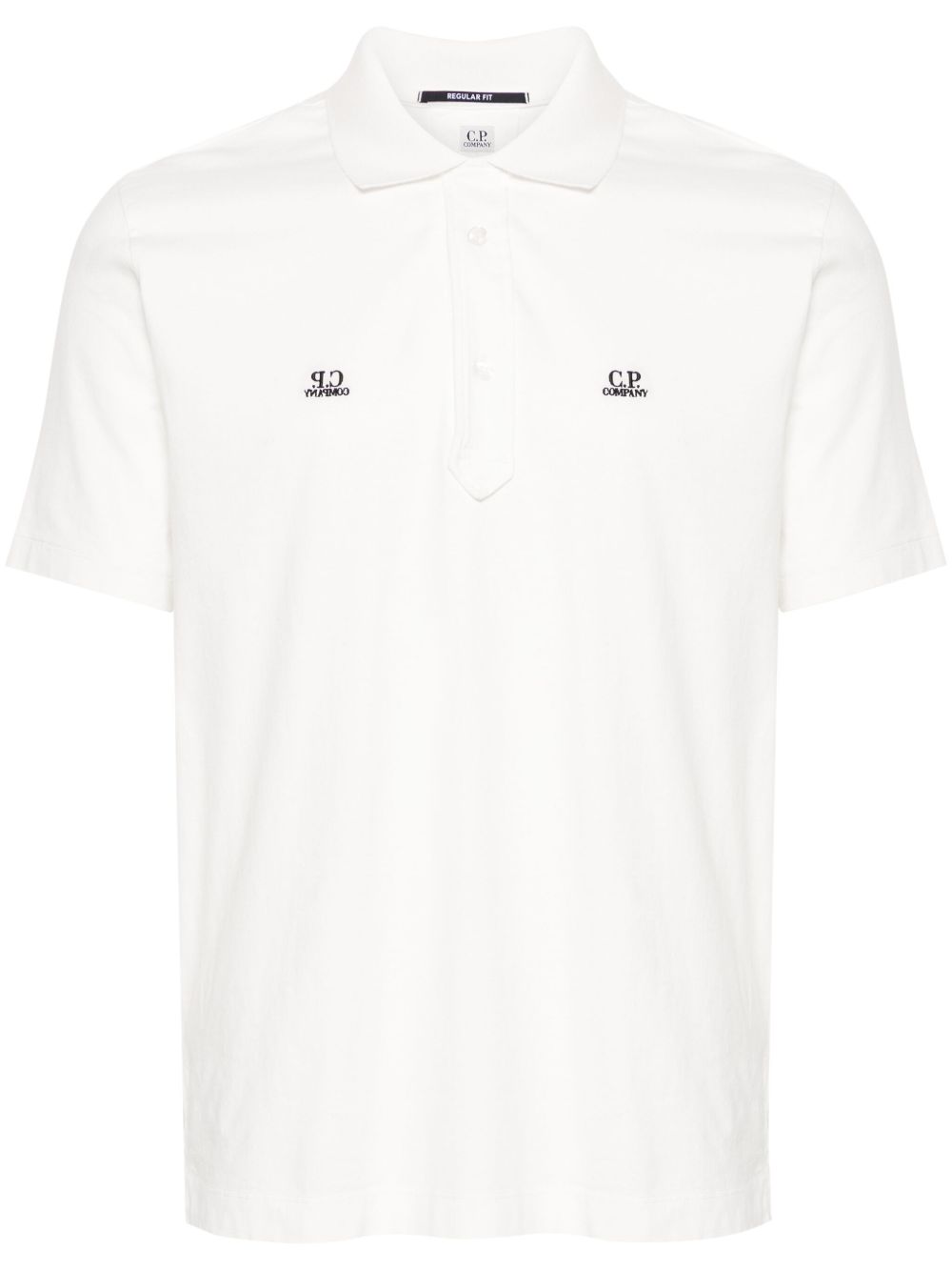 C.P. Company logo刺绣棉polo衫 - 白色