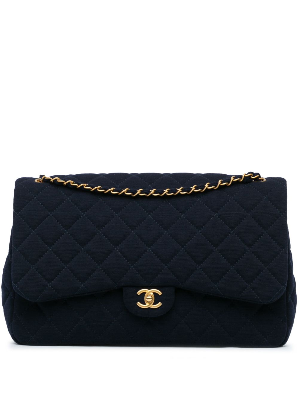 CHANEL Pre-Owned XL Classic Jersey Single Flap 单肩包（2021-2023年典藏款） - 蓝色