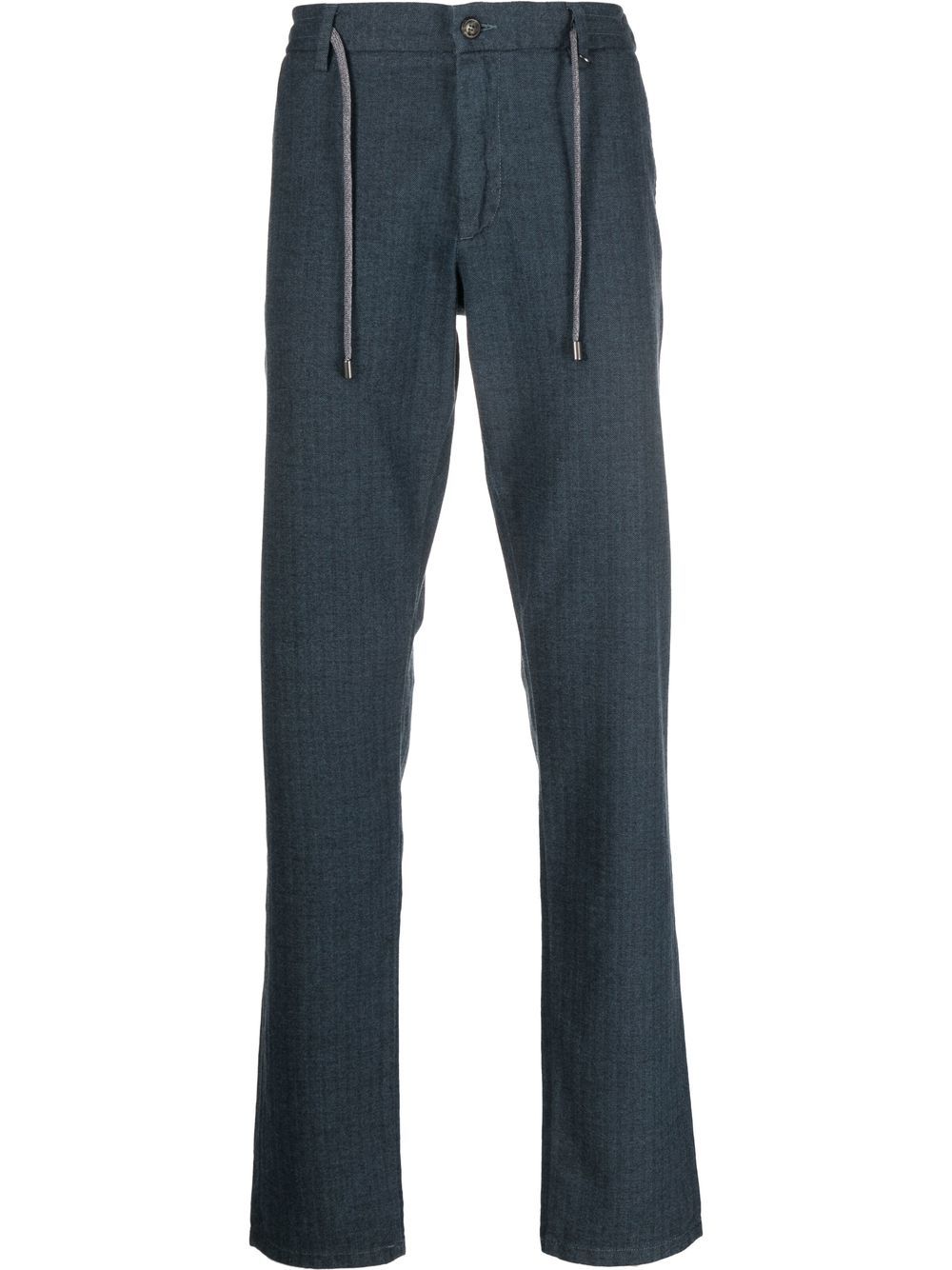 Canali 抽绳裤腰直筒裤 - 蓝色