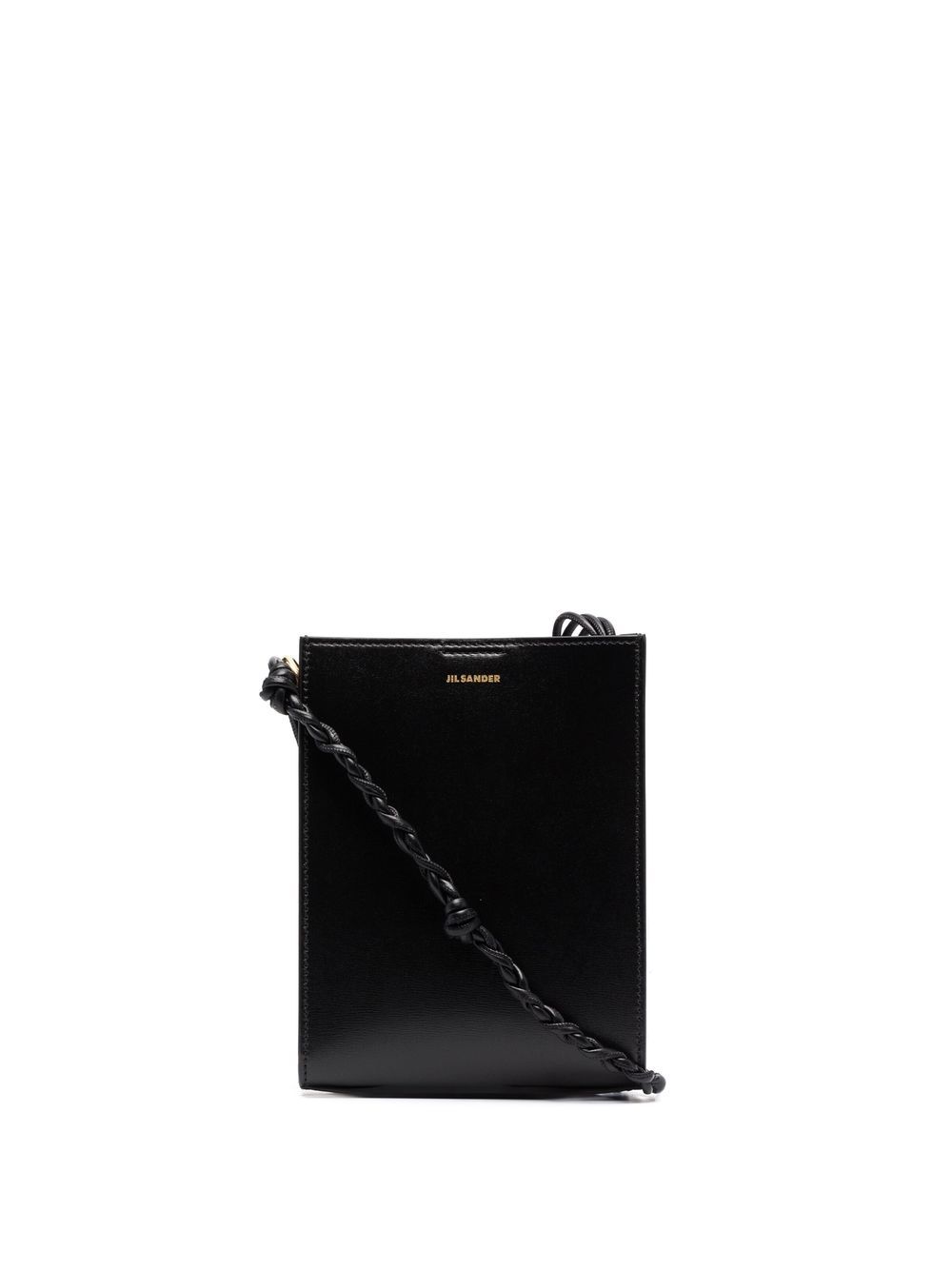 Jil Sander logo细节皮质斜挎包 - 黑色