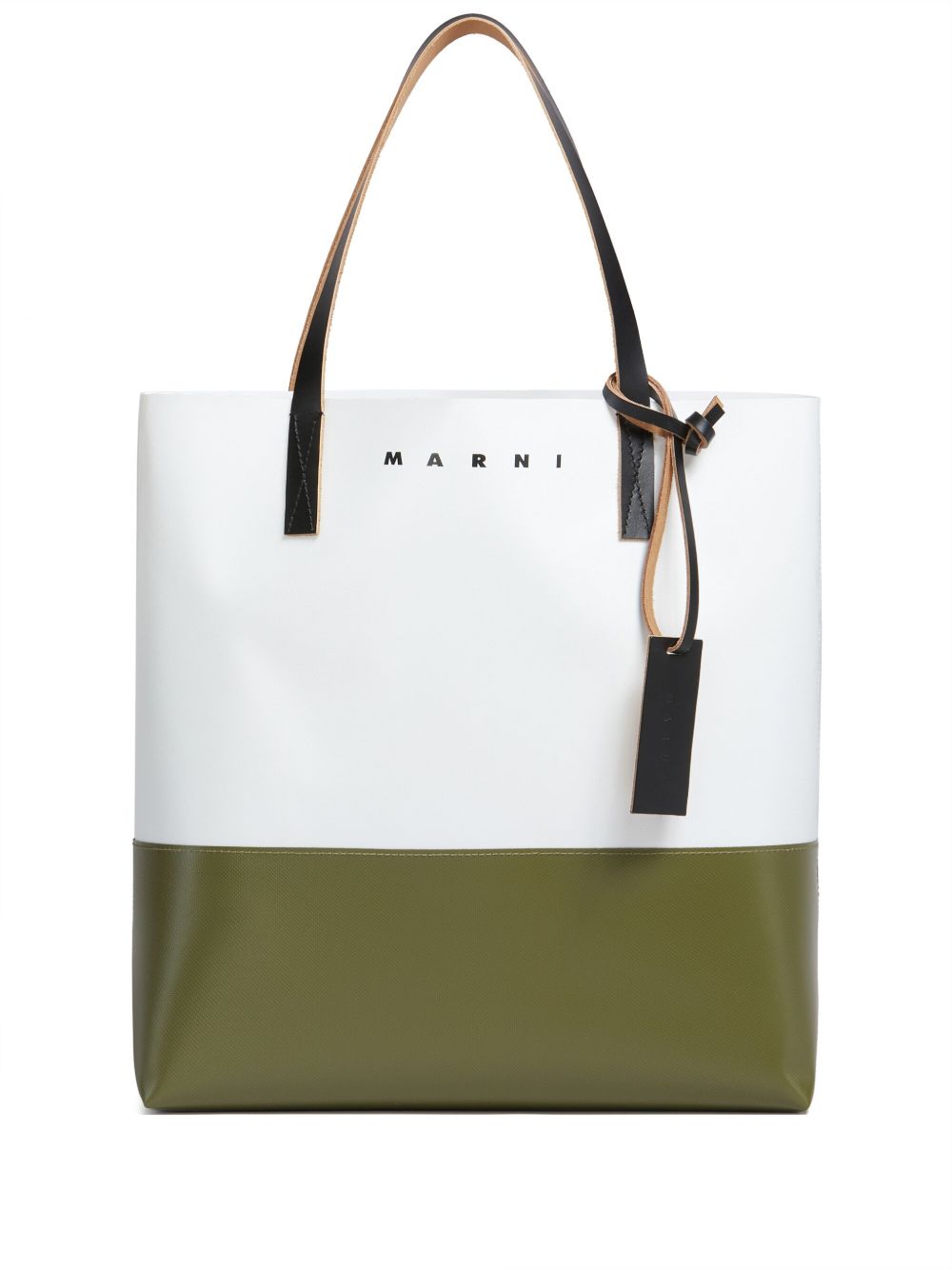 Marni 双色logo印花托特包 - 白色
