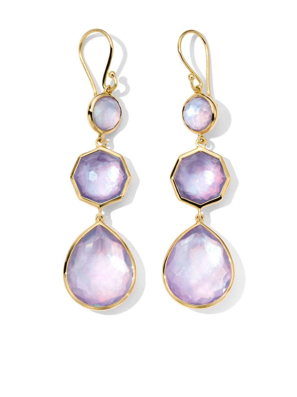 IPPOLITA Rock Candy Small Crazy 8s 18K黄金紫晶吊饰耳环 - 金色