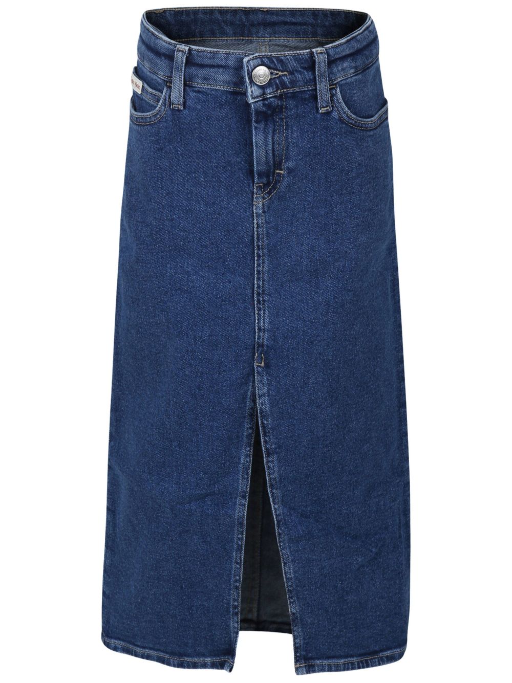 Calvin Klein Kids 中长牛仔半身裙 - 蓝色
