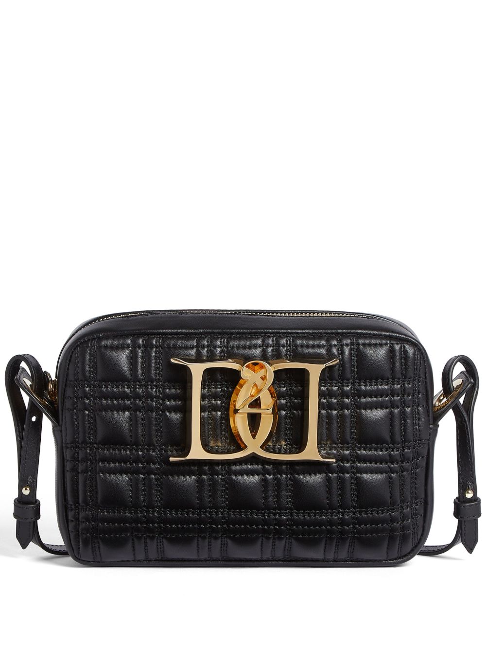 DSQUARED2 绗缝皮质斜挎包 - 黑色