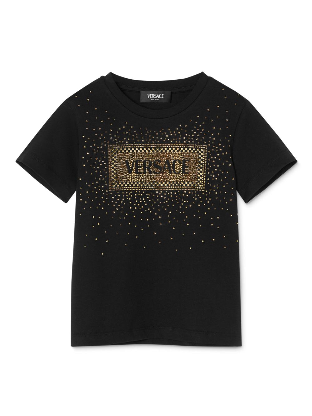 Versace Kids logo晶饰T恤 - 黑色
