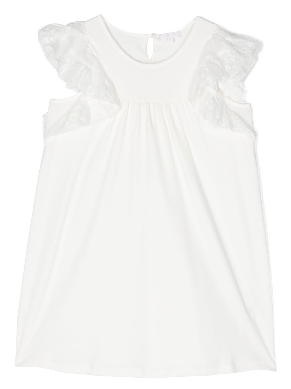 Chloé Kids 棉直筒连衣裙 - 白色