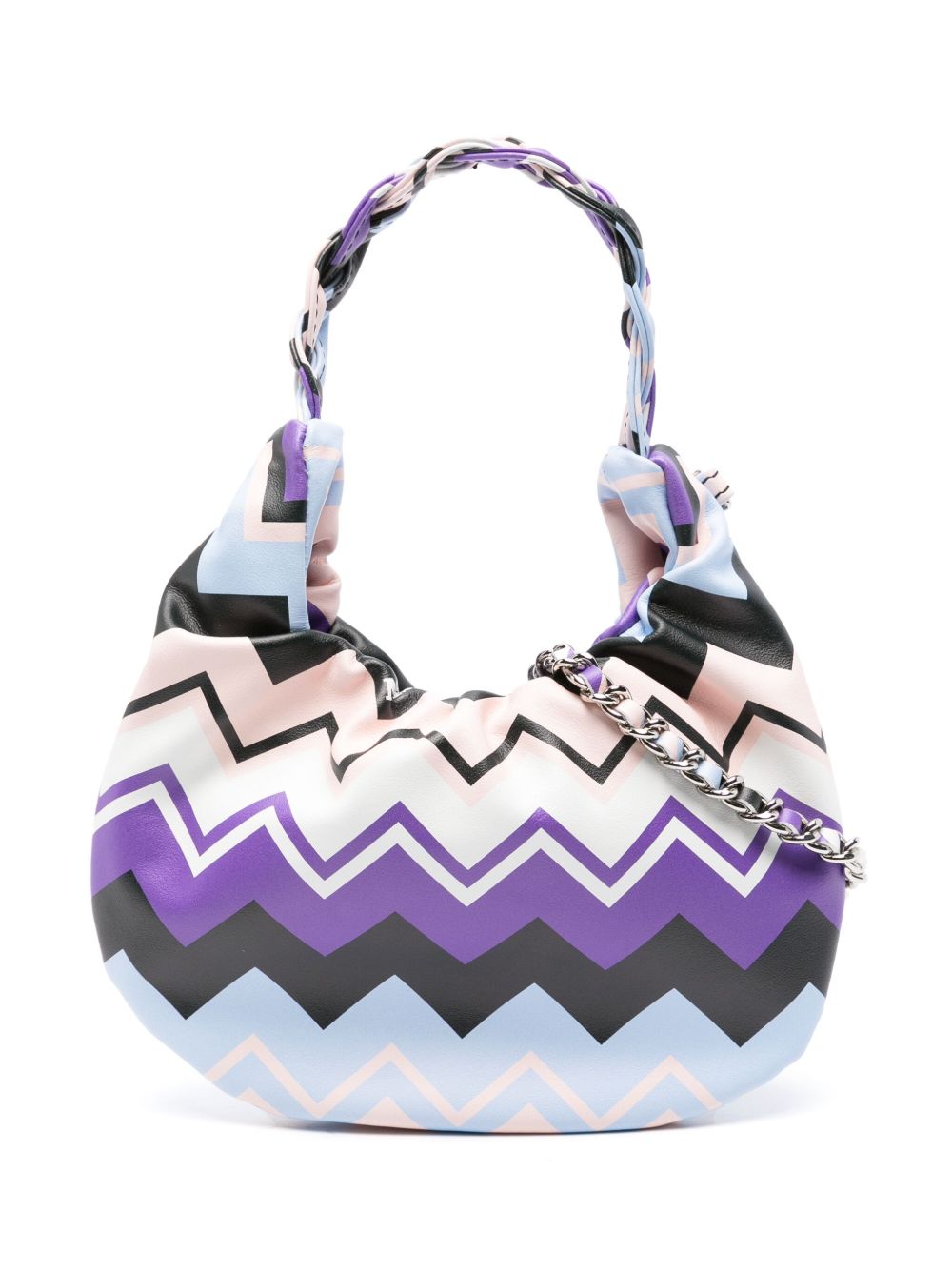 Missoni Kids Z字形图案单肩包 - 蓝色