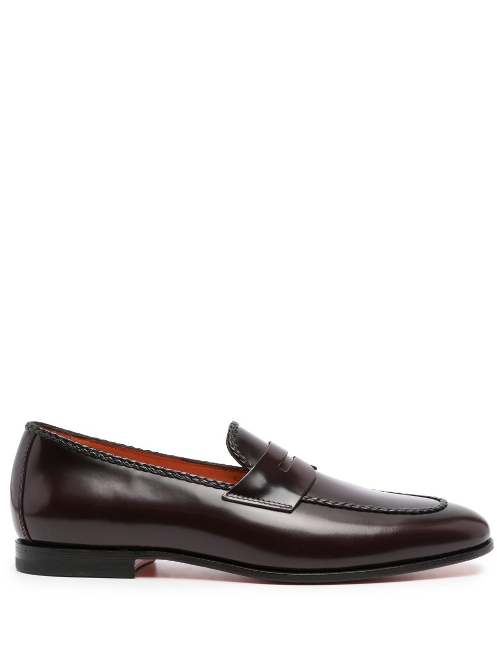 Santoni 漆皮乐福鞋 - 褐色