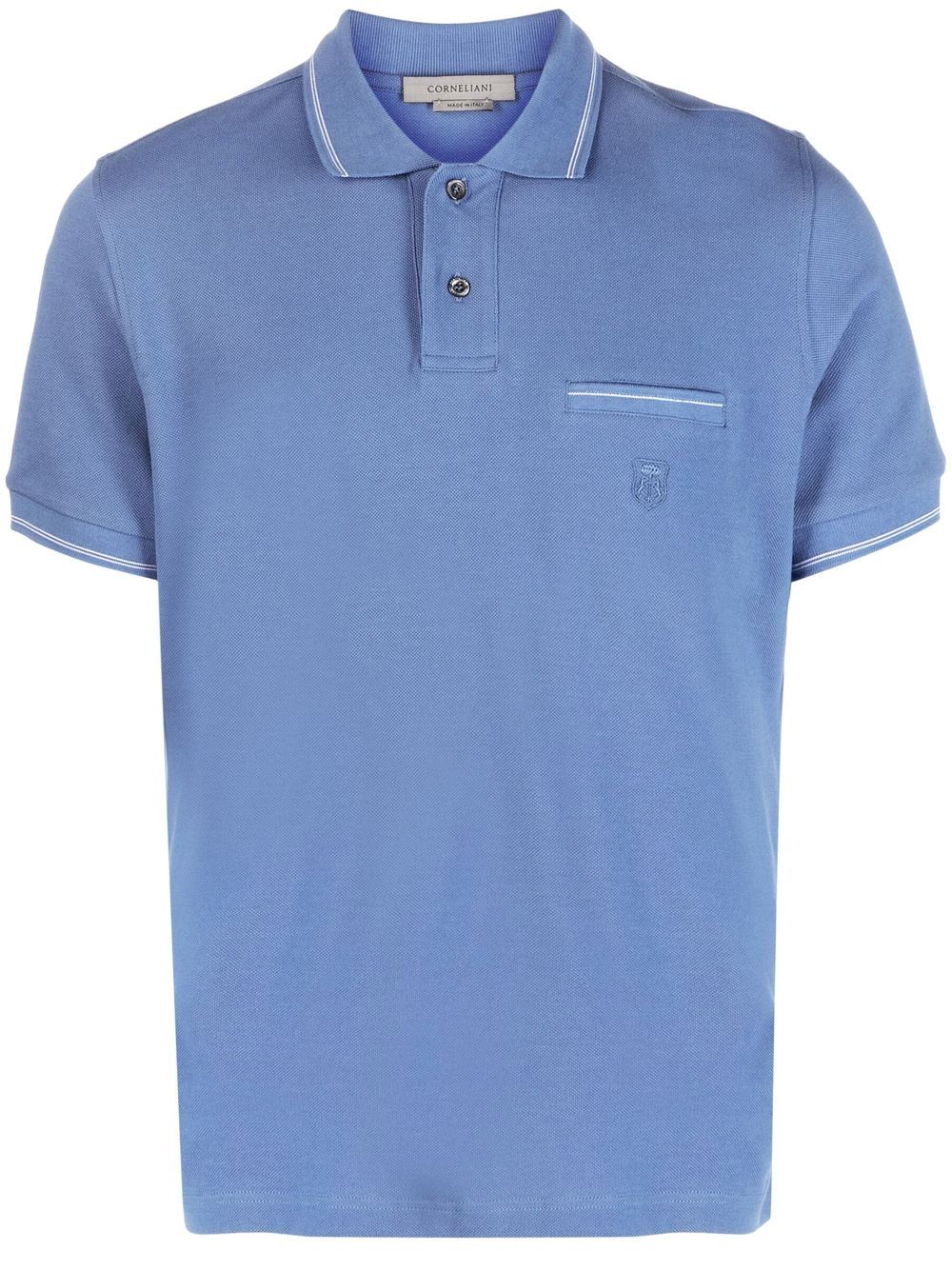 Corneliani 短袖棉polo衫 - 蓝色