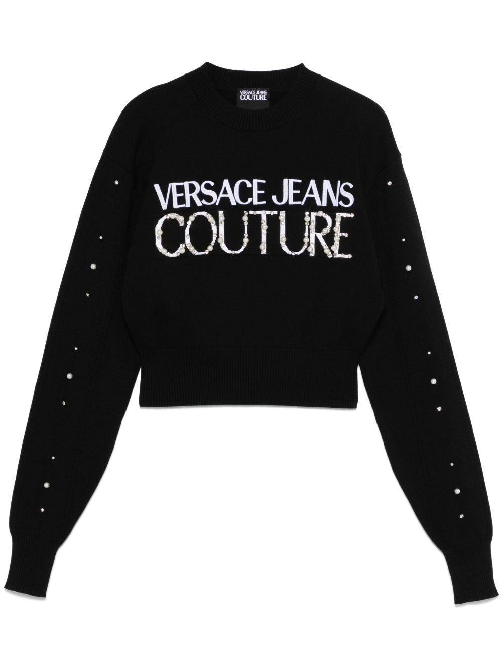 Versace Jeans Couture 人造珍珠缀饰毛衣 - 黑色