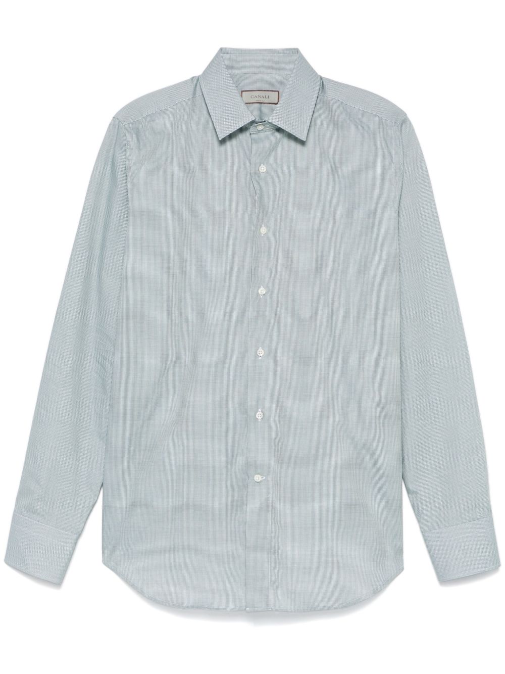 Canali 迷你格纹衬衫 - 绿色