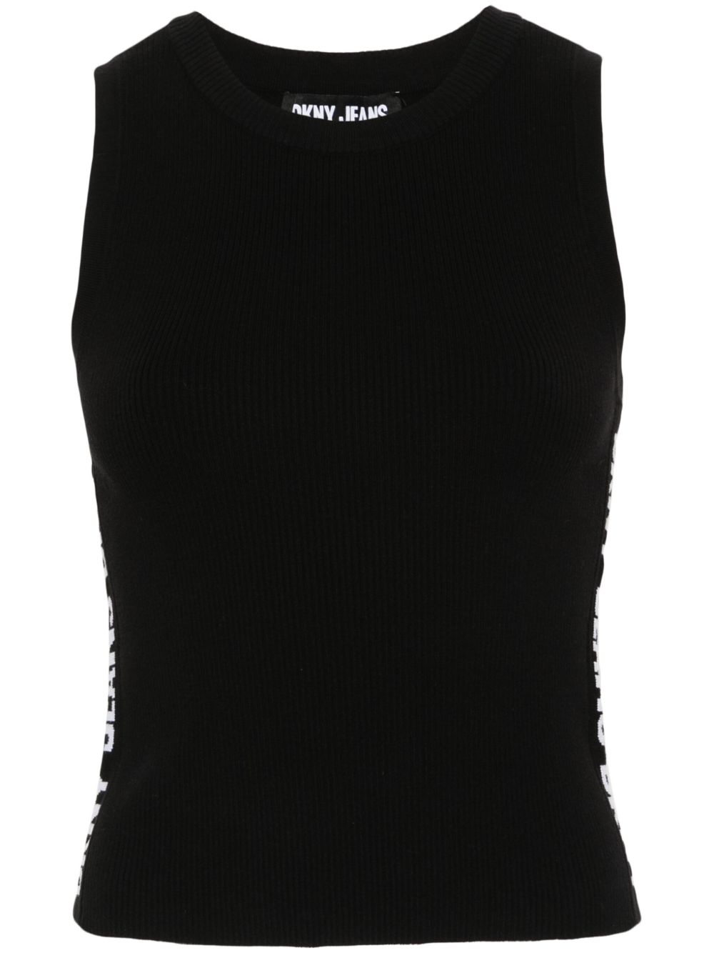 DKNY logo提花罗纹上衣 - 黑色